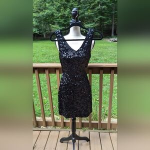 Amber Blue Sequin Black Cocktail/Prom Mini Dress Size Medium